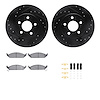 8512-39040 Drilled/Slotted Brake Rotors w/5000 Advanced Brake Pads Kit & Hardware [Black], 1995-2000 Mopar, Position: Front - image 1