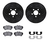 8512-39083 Drilled/Slotted Brake Rotors w/5000 Advanced Brake Pads Kit & Hardware [Black], 2001-2010 Mopar, Position: Front - image 1