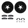 8512-39101 Drilled/Slotted Brake Rotors w/5000 Advanced Brake Pads Kit & Hardware [Black], 2005-2020 Mopar, Position: Front - image 1