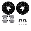 8512-39113 Drilled/Slotted Brake Rotors w/5000 Advanced Brake Pads Kit & Hardware [Black], 2006-2008 Mopar, Position: Rear - image 1