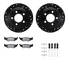 8512-40007 Drilled/Slotted Brake Rotors w/5000 Advanced Brake Pads Kit & Hardware [Black], 1993-2004 Mopar, Position: Rear - image 1