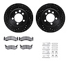 8512-40010 Drilled/Slotted Brake Rotors w/5000 Advanced Brake Pads Kit & Hardware [Black], 1974-1981 Mopar, Position: Front - image 1