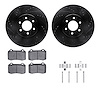 8512-40018 Drilled/Slotted Brake Rotors w/5000 Advanced Brake Pads Kit & Hardware [Black], 1992-2002 Mopar, Position: Front - image 1
