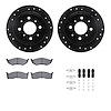 8512-40019 Drilled/Slotted Brake Rotors w/5000 Advanced Brake Pads Kit & Hardware [Black], 1998-2000 Mopar, Position: Front - image 1