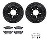8512-40034 Drilled/Slotted Brake Rotors w/5000 Advanced Brake Pads Kit & Hardware [Black], 1987-1990 Mopar, Position: Front - image 1