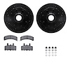 8512-40039 Drilled/Slotted Brake Rotors w/5000 Advanced Brake Pads Kit & Hardware [Black], 1994-1999 Mopar, Position: Front - image 1
