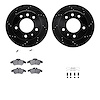 8512-40040 Drilled/Slotted Brake Rotors w/5000 Advanced Brake Pads Kit & Hardware [Black], 2002-2006 Multiple Makes/Models, Posi