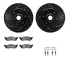 8512-40055 Drilled/Slotted Brake Rotors w/5000 Advanced Brake Pads Kit & Hardware [Black], 1991-1996 Mopar, Position: Front - image 1