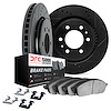 8512-40056 Drilled/Slotted Brake Rotors w/5000 Advanced Brake Pads Kit & Hardware [Black], 1993-1996 Mopar, Position: Front - image 1