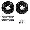 8512-40057 Drilled/Slotted Brake Rotors w/5000 Advanced Brake Pads Kit & Hardware [Black], 1997-1998 Mopar, Position: Front - image 1
