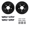 8512-40067 Drilled/Slotted Brake Rotors w/5000 Advanced Brake Pads Kit & Hardware [Black], 2000-2001 Mopar, Position: Front - image 1