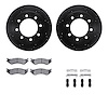 8512-40070 Drilled/Slotted Brake Rotors w/5000 Advanced Brake Pads Kit & Hardware [Black], 2003-2008 Mopar, Position: Rear - image 1