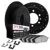 8512-40087 Drilled/Slotted Brake Rotors w/5000 Advanced Brake Pads Kit & Hardware [Black], 2003-2004 Mopar, Position: Rear - image 1