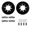 8512-40088 Drilled/Slotted Brake Rotors w/5000 Advanced Brake Pads Kit & Hardware [Black], 2003-2008 Mopar, Position: Front - image 1