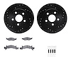 8512-40112 Drilled/Slotted Brake Rotors w/5000 Advanced Brake Pads Kit & Hardware [Black], 1991-1992 Mopar, Position: Front - image 1