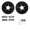 8512-40115 Drilled/Slotted Brake Rotors w/5000 Advanced Brake Pads Kit & Hardware [Black], 1993-1997 Mopar, Position: Front - image 1