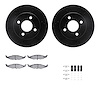 8512-40124 Drilled/Slotted Brake Rotors w/5000 Advanced Brake Pads Kit & Hardware [Black], 1995-1996 Mopar, Position: Front - image 1
