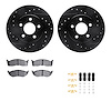 8512-40127 Drilled/Slotted Brake Rotors w/5000 Advanced Brake Pads Kit & Hardware [Black], 1995-1999 Mopar, Position: Front - image 1