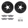 8512-40141 Drilled/Slotted Brake Rotors w/5000 Advanced Brake Pads Kit & Hardware [Black], 1984-1987 Mopar, Position: Front - image 1