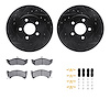 8512-40142 Drilled/Slotted Brake Rotors w/5000 Advanced Brake Pads Kit & Hardware [Black], 1988-1990 Mopar, Position: Front - image 1