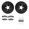 8512-40144 Drilled/Slotted Brake Rotors w/5000 Advanced Brake Pads Kit & Hardware [Black], 1991-1995 Mopar, Position: Front - image 1