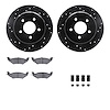8512-40278 Drilled/Slotted Brake Rotors w/5000 Advanced Brake Pads Kit & Hardware [Black], 1997-2000 Mopar, Position: Rear - image 1