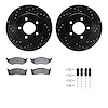 8512-40293 Drilled/Slotted Brake Rotors w/5000 Advanced Brake Pads Kit & Hardware [Black], 1996-2002 Mopar, Position: Front - image 1