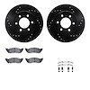 8512-40333 Drilled/Slotted Brake Rotors w/5000 Advanced Brake Pads Kit & Hardware [Black], 1991-1996 Mopar, Position: Front - image 1