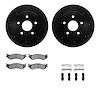 8512-40465 Drilled/Slotted Brake Rotors w/5000 Advanced Brake Pads Kit & Hardware [Black], 2004-2006 Mopar, Position: Rear - image 1