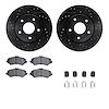 8512-40468 Drilled/Slotted Brake Rotors w/5000 Advanced Brake Pads Kit & Hardware [Black], 2008-2008 Mopar, Position: Front - image 1