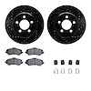 8512-42030 Drilled/Slotted Brake Rotors w/5000 Advanced Brake Pads Kit & Hardware [Black], 2007-2012 Mopar, Position: Front - image 1