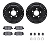 8512-42034 Drilled/Slotted Brake Rotors w/5000 Advanced Brake Pads Kit & Hardware [Black], 2007-2012 Mopar, Position: Rear - image 1