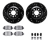 8512-42044 Drilled/Slotted Brake Rotors w/5000 Advanced Brake Pads Kit & Hardware [Black], Fits Select Mopar, Position: Rear - image 1