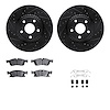 8512-42049 Drilled/Slotted Brake Rotors w/5000 Advanced Brake Pads Kit & Hardware [Black], 2013-2021 Mopar, Position: Front - image 1