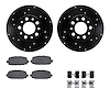 8512-42052 Drilled/Slotted Brake Rotors w/5000 Advanced Brake Pads Kit & Hardware [Black], Fits Select Mopar, Position: Rear - image 1