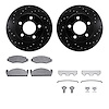 8512-42057 Drilled/Slotted Brake Rotors w/5000 Advanced Brake Pads Kit & Hardware [Black], 1980-1981 GM, Position: Front - image 1
