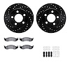 8512-42058 Drilled/Slotted Brake Rotors w/5000 Advanced Brake Pads Kit & Hardware [Black], 1993-1999 Mopar, Position: Front - image 1