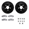 8512-42099 Drilled/Slotted Brake Rotors w/5000 Advanced Brake Pads Kit & Hardware [Black], 2008-2012 Mopar, Position: Front - image 1