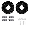 8512-44004 Drilled/Slotted Brake Rotors w/5000 Advanced Brake Pads Kit & Hardware [Black], 1996-2001 Mopar, Position: Rear - image 1