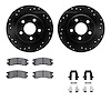 8512-45001 Drilled/Slotted Brake Rotors w/5000 Advanced Brake Pads Kit & Hardware [Black], 2000-2005 GM, Position: Rear - image 1
