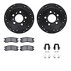8512-45002 Drilled/Slotted Brake Rotors w/5000 Advanced Brake Pads Kit & Hardware [Black], 2006-2010 GM, Position: Rear - image 1