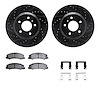 8512-45003 Drilled/Slotted Brake Rotors w/5000 Advanced Brake Pads Kit & Hardware [Black], 2006-2016 GM, Position: Front - image 1