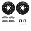 8512-45005 Drilled/Slotted Brake Rotors w/5000 Advanced Brake Pads Kit & Hardware [Black], 2006-2011 GM, Position: Rear - image 1
