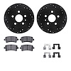 8512-45009 Drilled/Slotted Brake Rotors w/5000 Advanced Brake Pads Kit & Hardware [Black], 2011-2016 GM, Position: Rear - image 1
