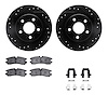 8512-45043 Drilled/Slotted Brake Rotors w/5000 Advanced Brake Pads Kit & Hardware [Black], 1998-2003 GM, Position: Rear - image 1