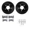 8512-45045 Drilled/Slotted Brake Rotors w/5000 Advanced Brake Pads Kit & Hardware [Black], 1979-1980 GM, Position: Rear - image 1