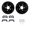 8512-45050 Drilled/Slotted Brake Rotors w/5000 Advanced Brake Pads Kit & Hardware [Black], 1980-1989 GM, Position: Front - image 1