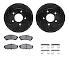8512-45053 Drilled/Slotted Brake Rotors w/5000 Advanced Brake Pads Kit & Hardware [Black], 1986-1992 GM, Position: Front - image 1