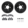 8512-45054 Drilled/Slotted Brake Rotors w/5000 Advanced Brake Pads Kit & Hardware [Black], 1983-1990 GM, Position: Front - image 1