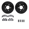 8512-45055 Drilled/Slotted Brake Rotors w/5000 Advanced Brake Pads Kit & Hardware [Black], 1990-1996 GM, Position: Front - image 1